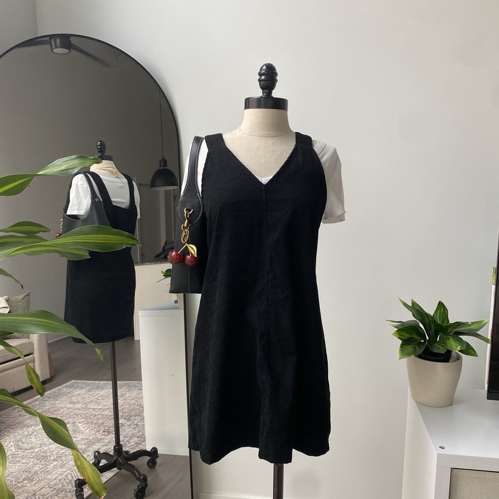 Shein Ancora Black Loose Strap Overall Dress Women's Petite Small Boho 1480